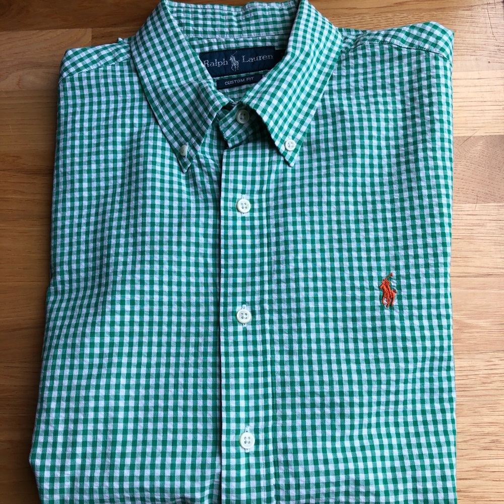 Ralph Lauren Green Gingham Button-Down Shirt